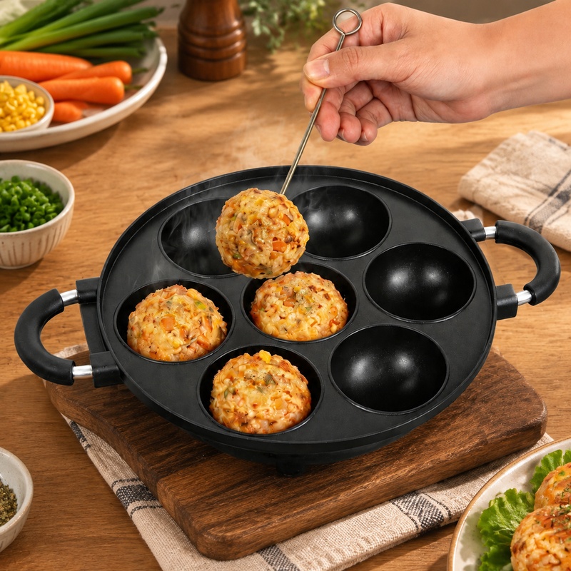 Takoyaki Grill Plate - 눌어붙지 않는 표면 처리가 된 7구