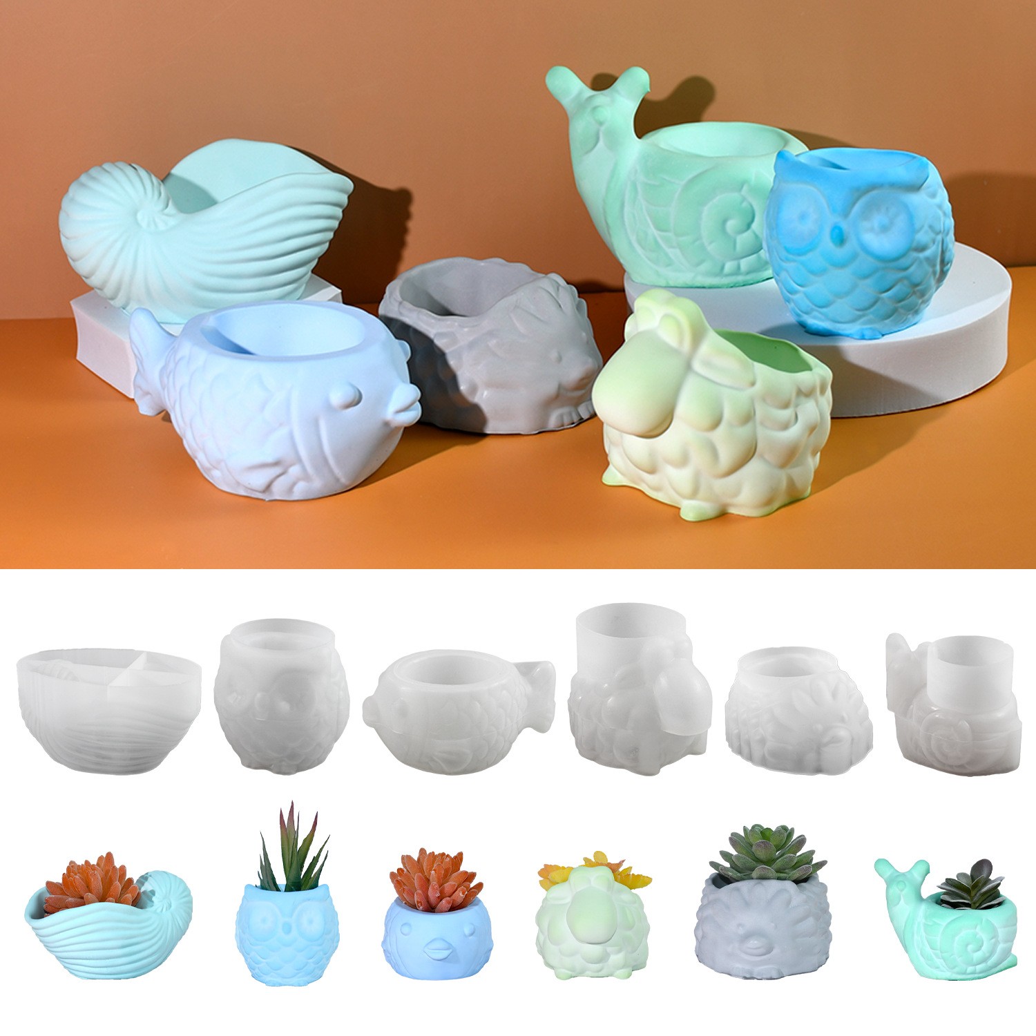3D 동물 꽃 냄비 실리콘 금형 DIY 달팽이 올빼미  - Potsticker Mold 리뷰 및 가격